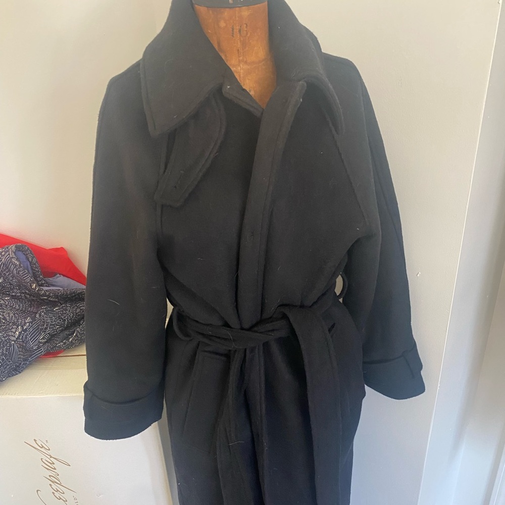 AbercrombIe Black Wool blend wrap coat